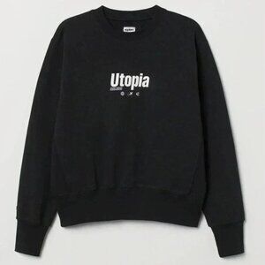 EXYTS HM black crew neck casual relaxed fit cotton long  sleeve sweatshirt S